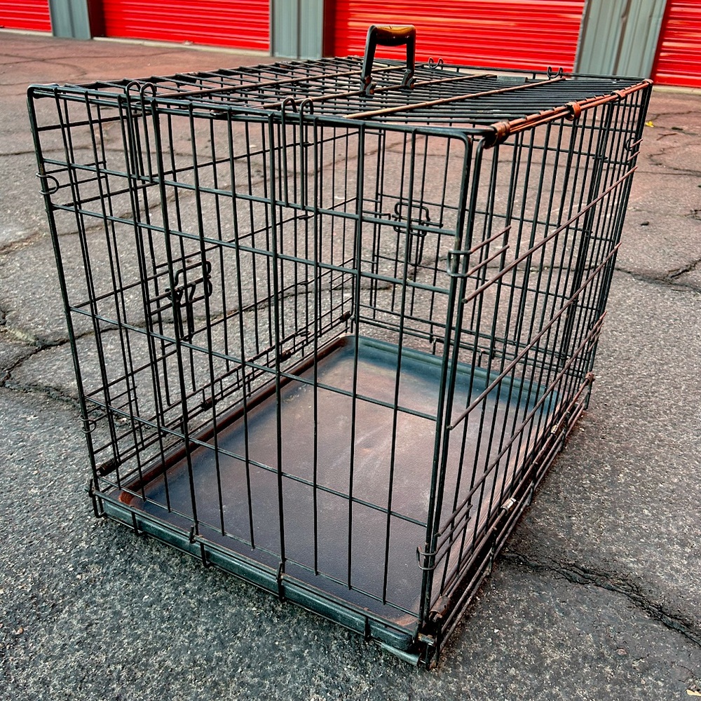 Collapsible Small Pet Cage, w/ Double Cage Door, Bottom Tray, and Handle